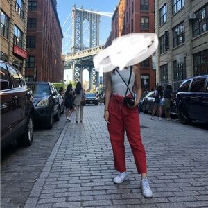 Free People Red High Waist Pants